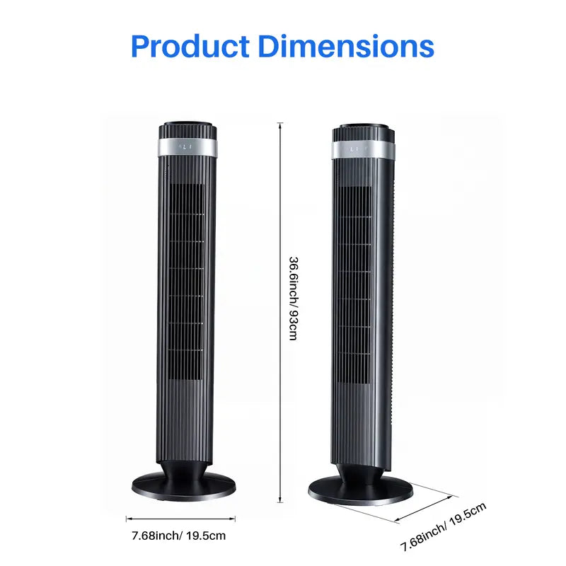 Smart Silent Tower Fan: 28dB Ultra-Quiet, 12H Timer, Bladeless Design & Wide-Angle Cooling