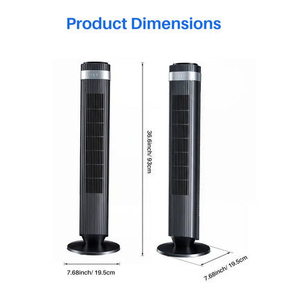 Smart Silent Tower Fan: 28dB Ultra-Quiet, 12H Timer, Bladeless Design & Wide-Angle Cooling