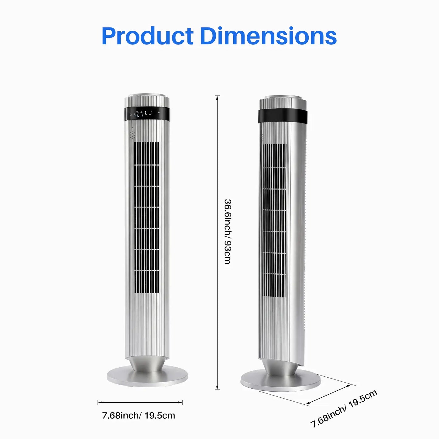 Smart Silent Tower Fan: 28dB Ultra-Quiet, 12H Timer, Bladeless Design & Wide-Angle Cooling