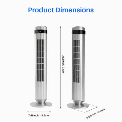 Smart Silent Tower Fan: 28dB Ultra-Quiet, 12H Timer, Bladeless Design & Wide-Angle Cooling