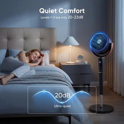 Quiet Bedroom Fan | 15 Speed Settings | 120° Oscillation | LED Light | DC Motor | Buy 2 for Popular Choice, Buy 3 for the Best Deal