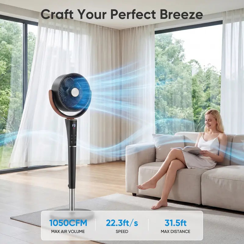 Quiet Bedroom Fan | 15 Speed Settings | 120° Oscillation | LED Light | DC Motor | Buy 2 for Popular Choice, Buy 3 for the Best Deal