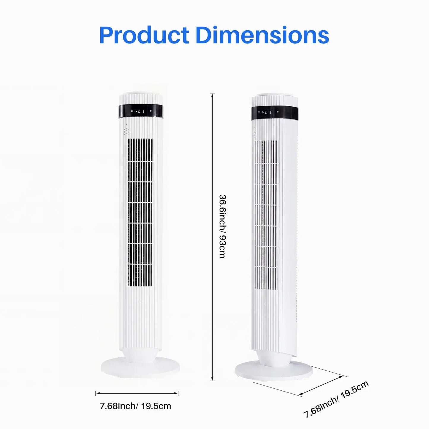 Smart Silent Tower Fan: 28dB Ultra-Quiet, 12H Timer, Bladeless Design & Wide-Angle Cooling