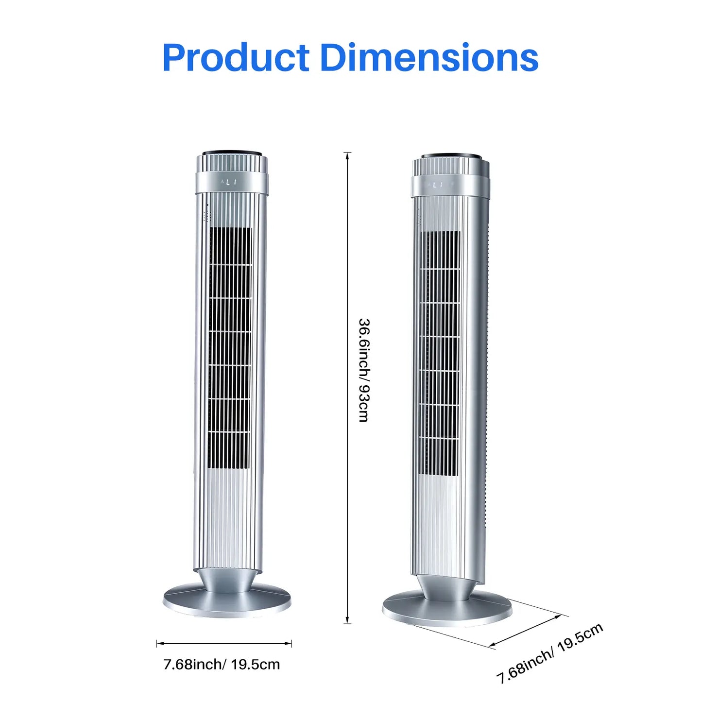 Smart Silent Tower Fan: 28dB Ultra-Quiet, 12H Timer, Bladeless Design & Wide-Angle Cooling